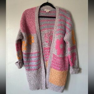 Sincerely Jules Sweater Longline Flower Patchwork Cardigan pink purple